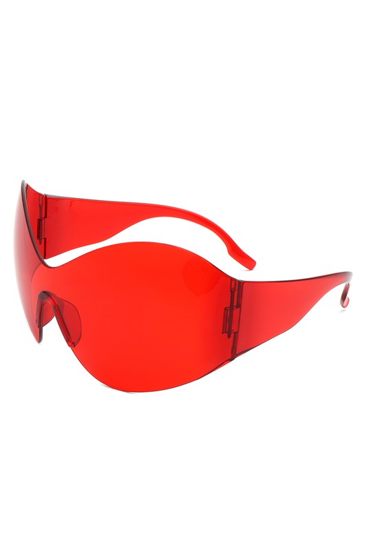 Fashion Rimless Oversized Wraparound Sunglasses