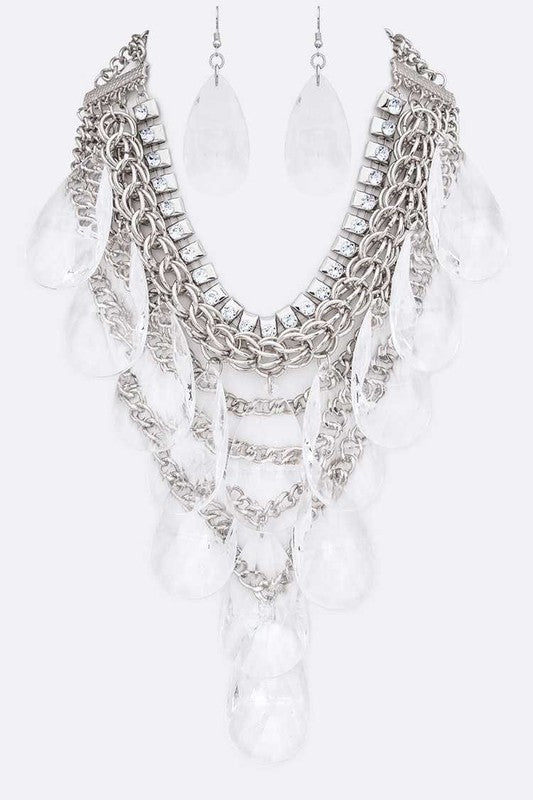 Chic Acrylic Teardrop Layer Necklace Set