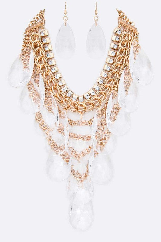 Chic Acrylic Teardrop Layer Necklace Set