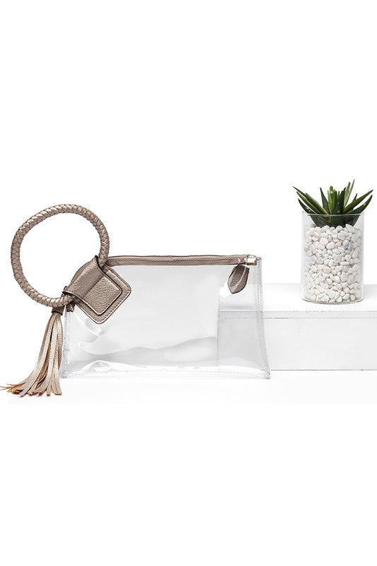 Fashionista See Thru Clear Cuff Handle Clutch