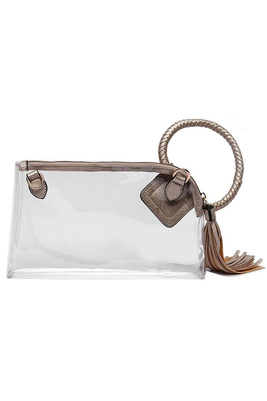 Fashionista See Thru Clear Cuff Handle Clutch