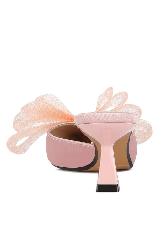 Fashionista Bow Embellished Satin Mules