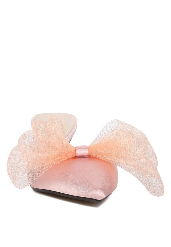 Fashionista Bow Embellished Satin Mules