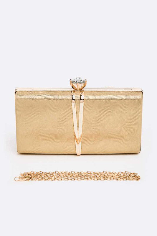 Fashionista Textured Metallic Box Clutch - xclsvafashion.com