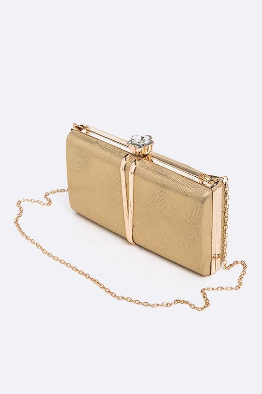 Fashionista Textured Metallic Box Clutch - xclsvafashion.com