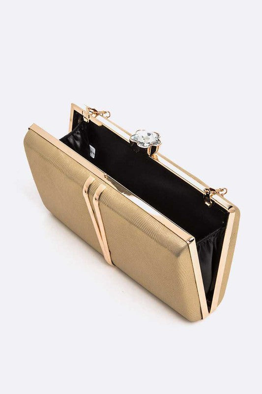 Fashionista Textured Metallic Box Clutch - xclsvafashion.com