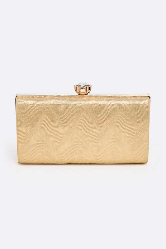 Fashionista Textured Metallic Box Clutch - xclsvafashion.com