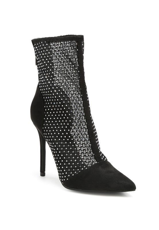 Jazz Rhinestone Mesh Stiletto Boots