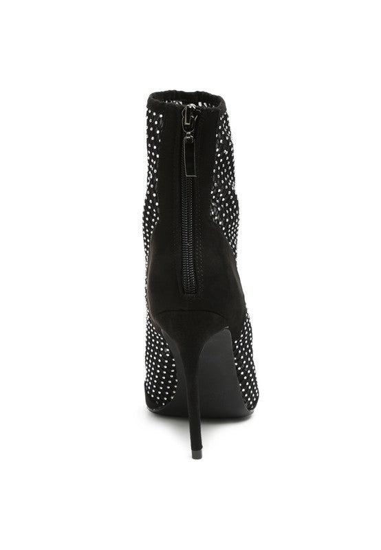 Jazz Rhinestone Mesh Stiletto Boots