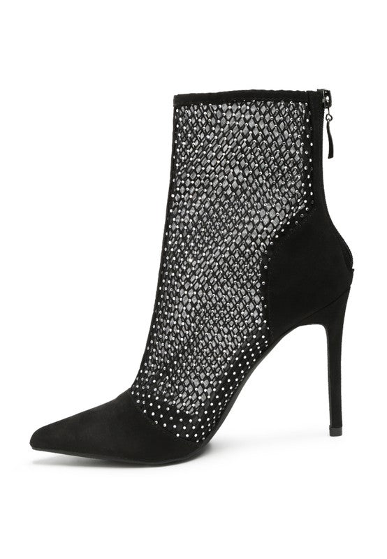 Jazz Rhinestone Mesh Stiletto Boots