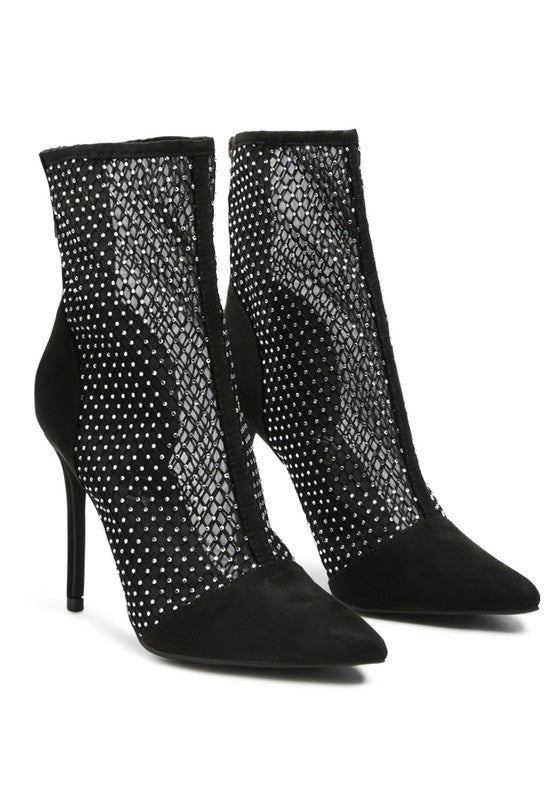 Jazz Rhinestone Mesh Stiletto Boots