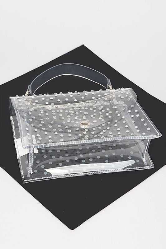 Fashionista Rhinestone Cleared Bag