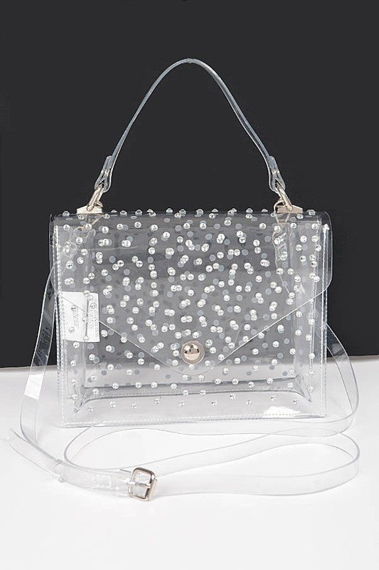 Fashionista Rhinestone Cleared Bag