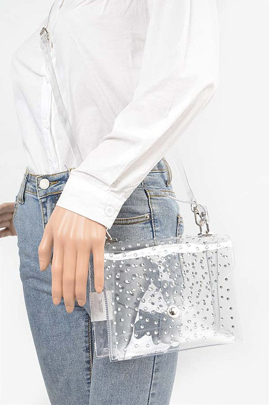 Fashionista Rhinestone Cleared Bag