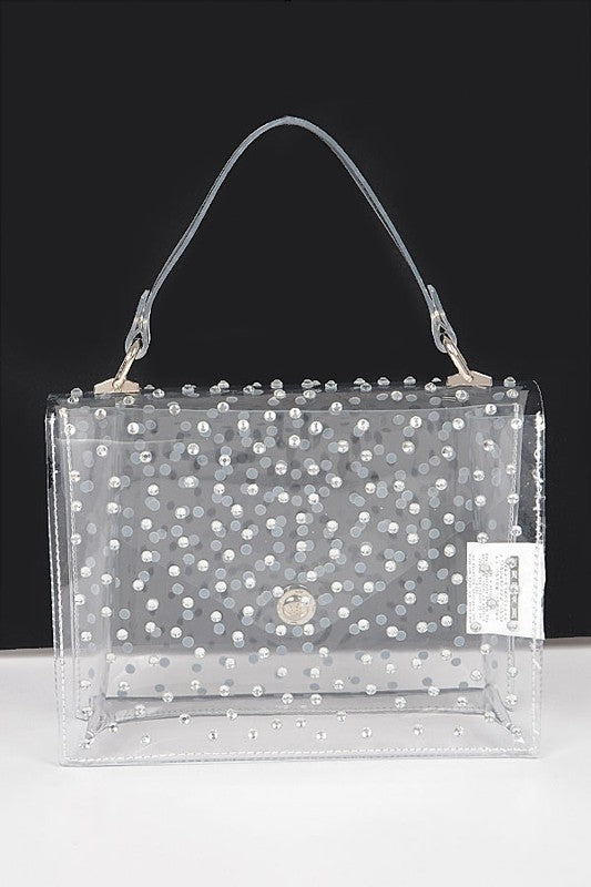 Fashionista Rhinestone Cleared Bag