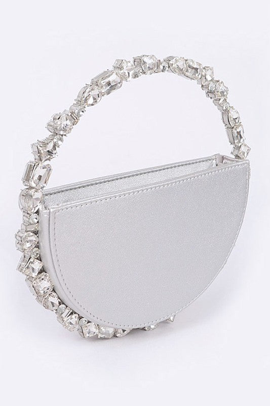 Fashionista Crystal Metallic Circle Clutch