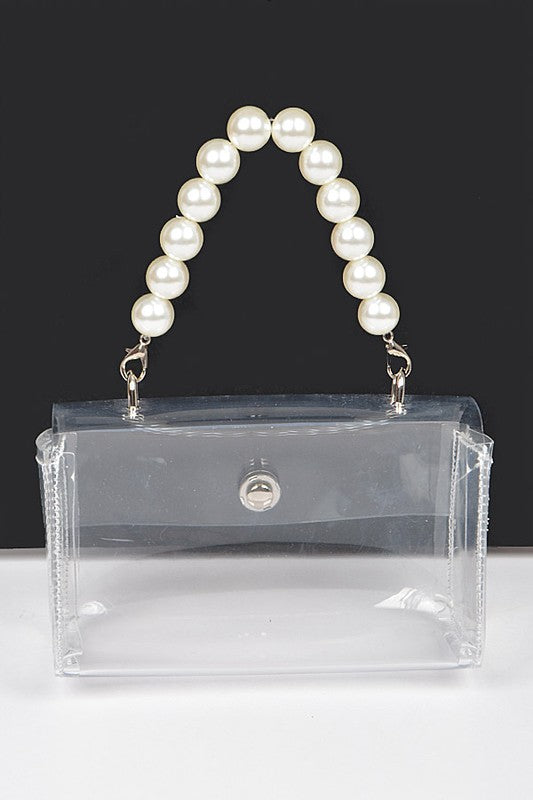 Fashionista Pearl Handle Convertible Clear Bag