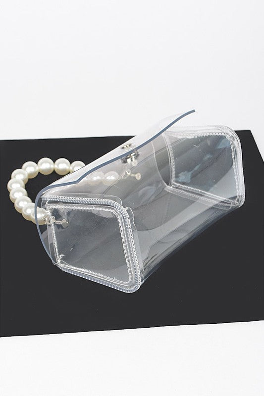 Fashionista Pearl Handle Convertible Clear Bag