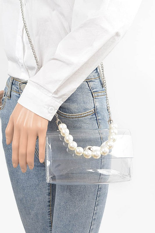 Fashionista Pearl Handle Convertible Clear Bag