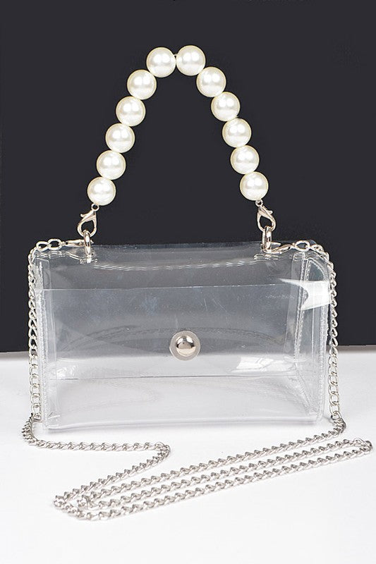 Fashionista Pearl Handle Convertible Clear Bag