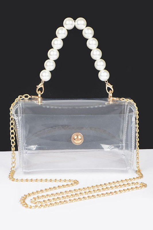 Fashionista Pearl Handle Convertible Clear Bag