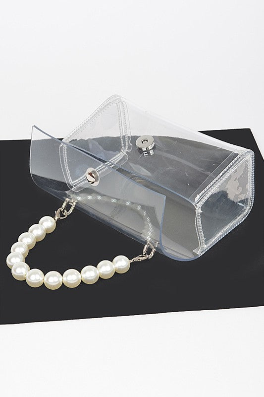 Fashionista Pearl Handle Convertible Clear Bag