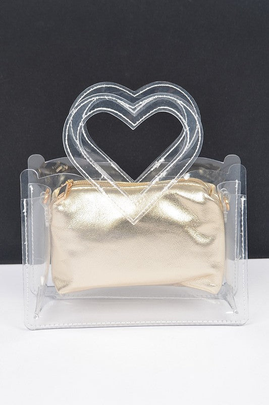 Fashionista Heart Shape Clear Bag Set