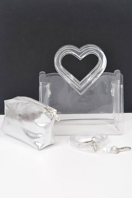 Fashionista Heart Shape Clear Bag Set