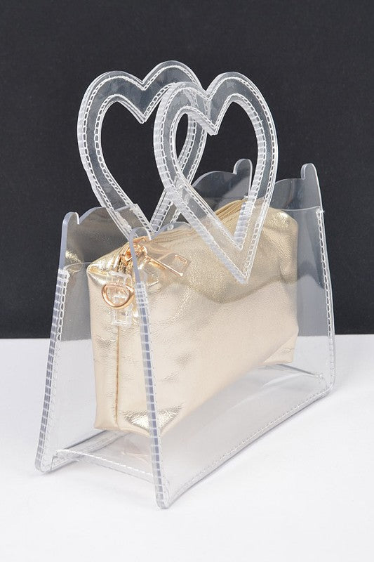 Fashionista Heart Shape Clear Bag Set