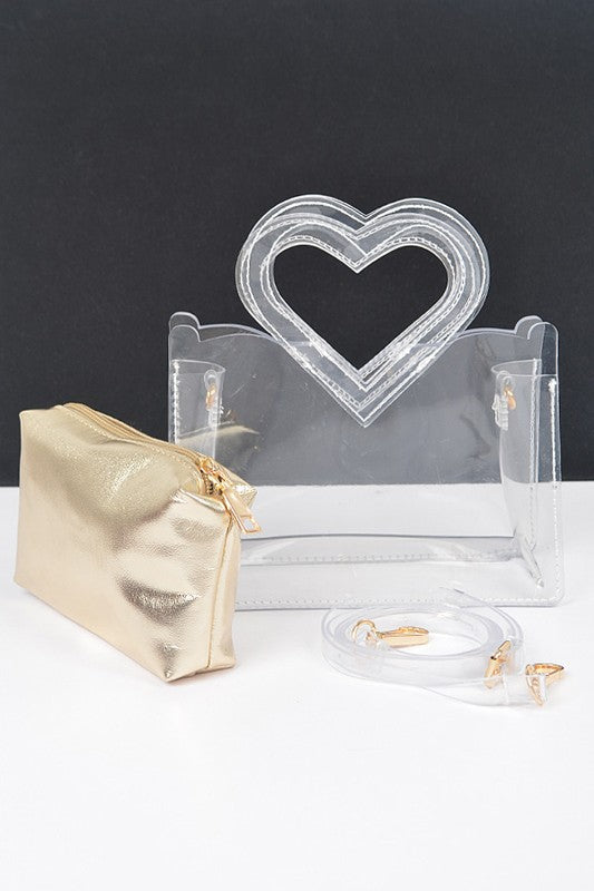 Fashionista Heart Shape Clear Bag Set