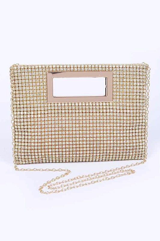 Fashionista Rhinestone Top Handle Clutch Bag - xclsvafashion.com