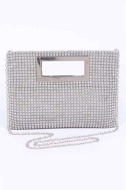 Fashionista Rhinestone Top Handle Clutch Bag - xclsvafashion.com