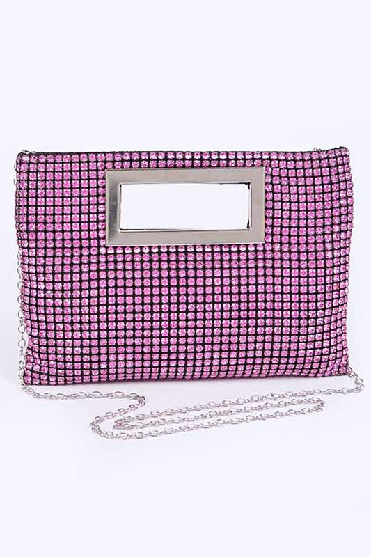 Fashionista Rhinestone Top Handle Clutch Bag - xclsvafashion.com