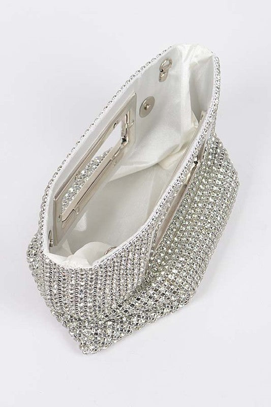 Fashionista Rhinestone Top Handle Clutch Bag - xclsvafashion.com