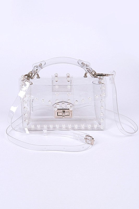 Fashionista Pearl Studs Clear Bag