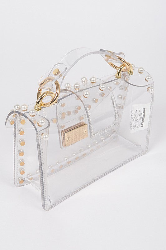 Fashionista Pearl Studs Clear Bag