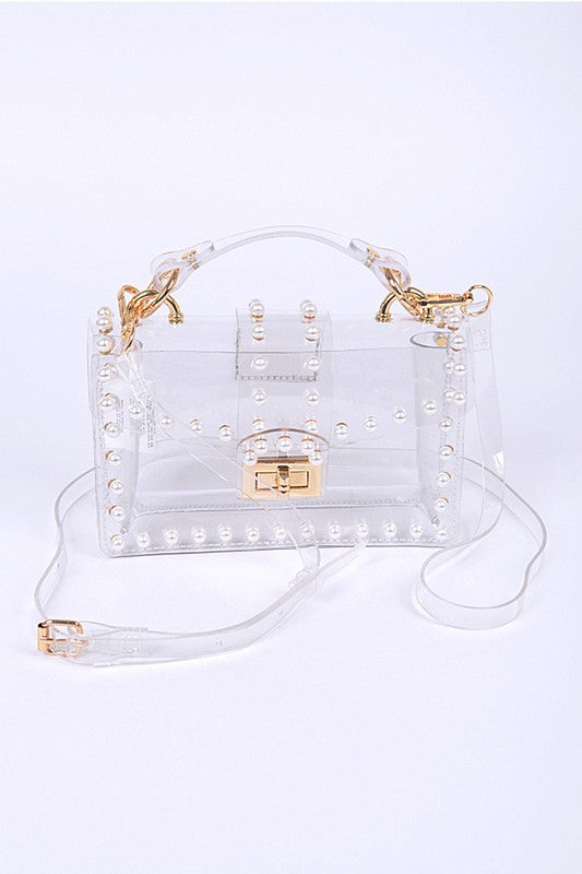 Fashionista Pearl Studs Clear Bag