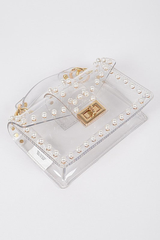 Fashionista Pearl Studs Clear Bag