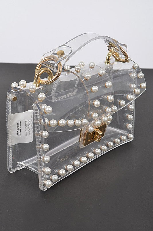 Fashionista Pearl Studs Clear Bag