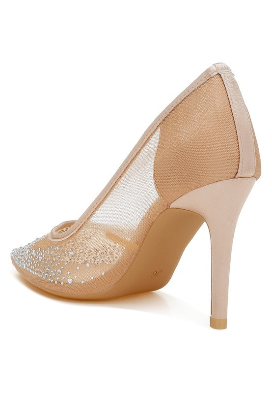 Fashionista Mesh Rhinestone Stiletto Pumps