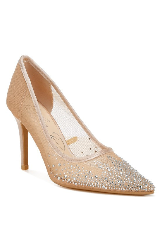 Fashionista Mesh Rhinestone Stiletto Pumps