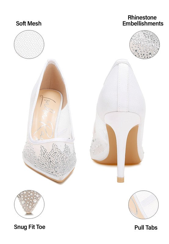 Fashionista Mesh Rhinestone Stiletto Pumps