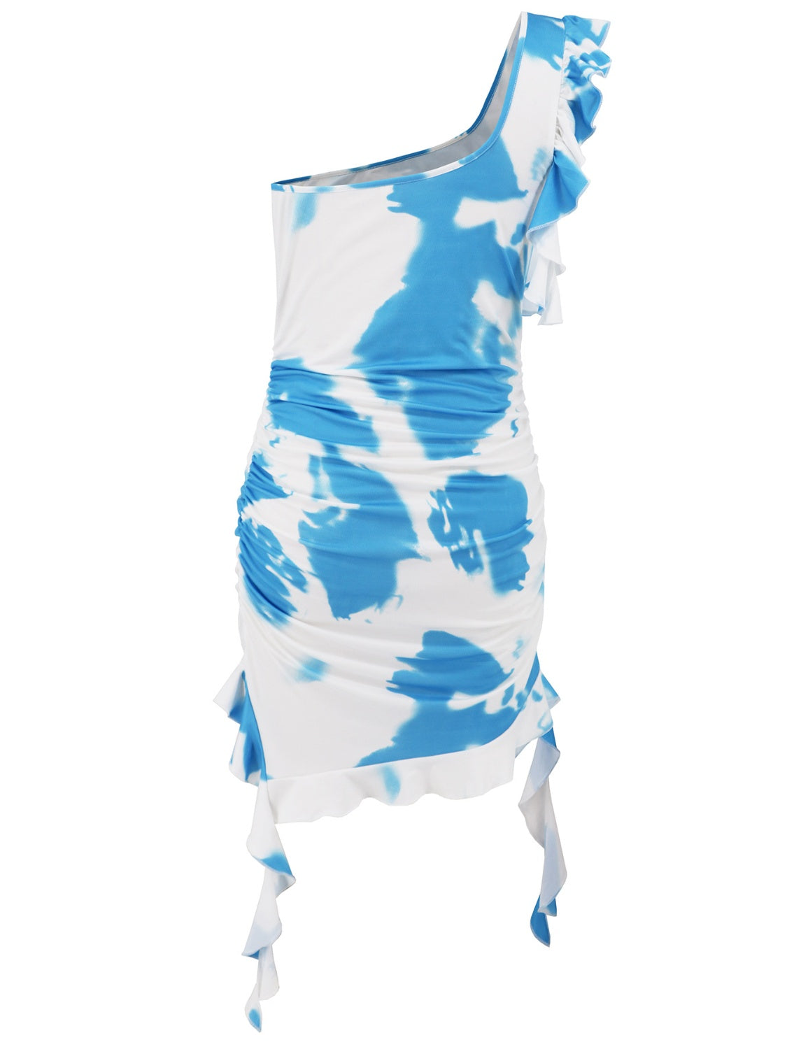 Fashion Tie-Dye Single Shoulder Mini Dress