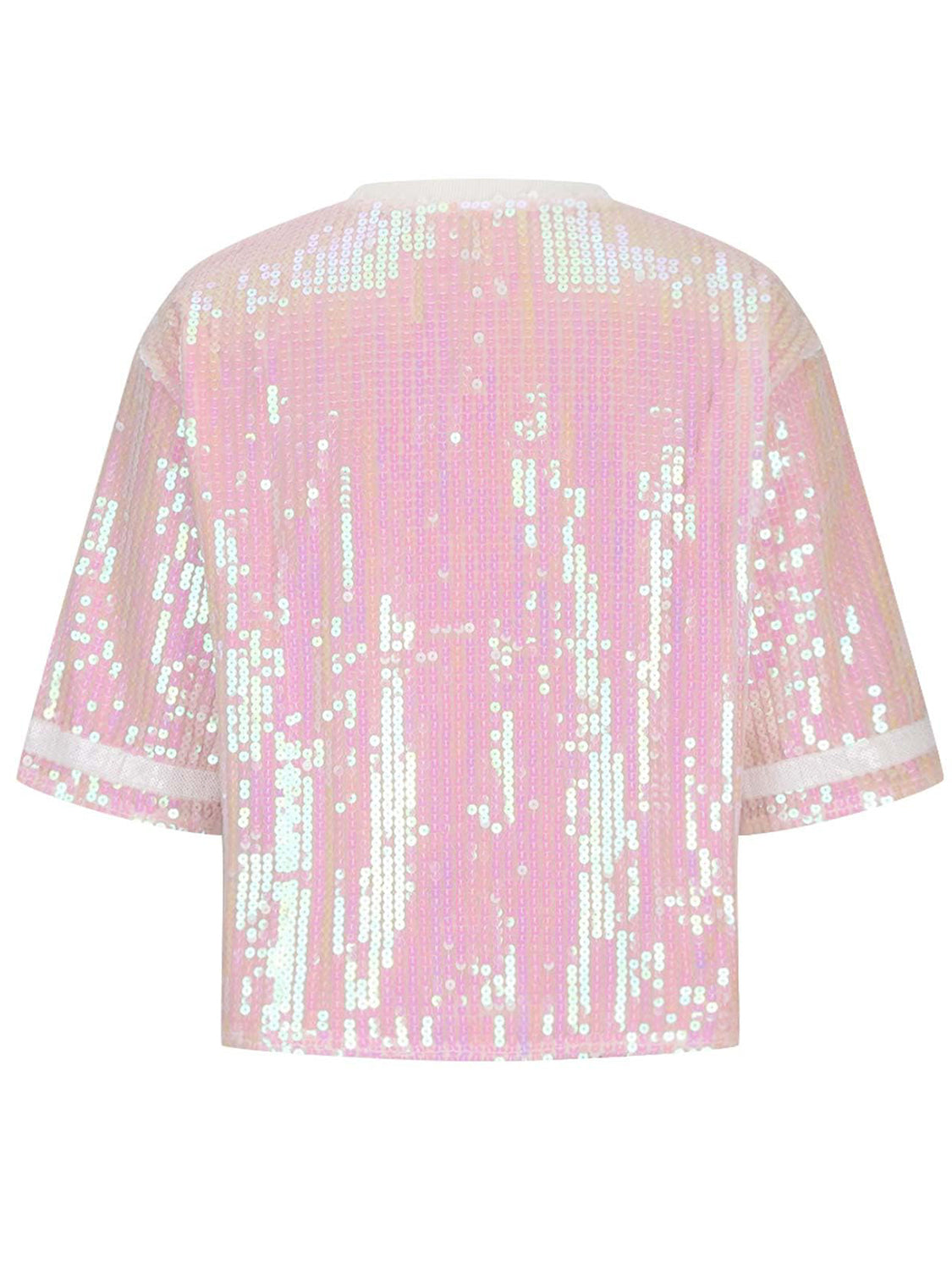 Sequin Football Round Neck Half Sleeve Top