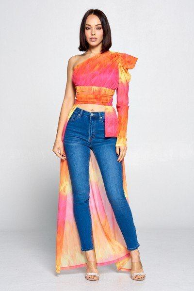 Fashionista Tie Dye One Shoulder Top