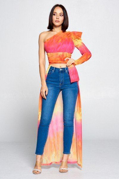 Fashionista Tie Dye One Shoulder Top