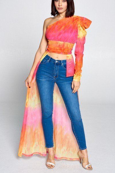 Fashionista Tie Dye One Shoulder Top