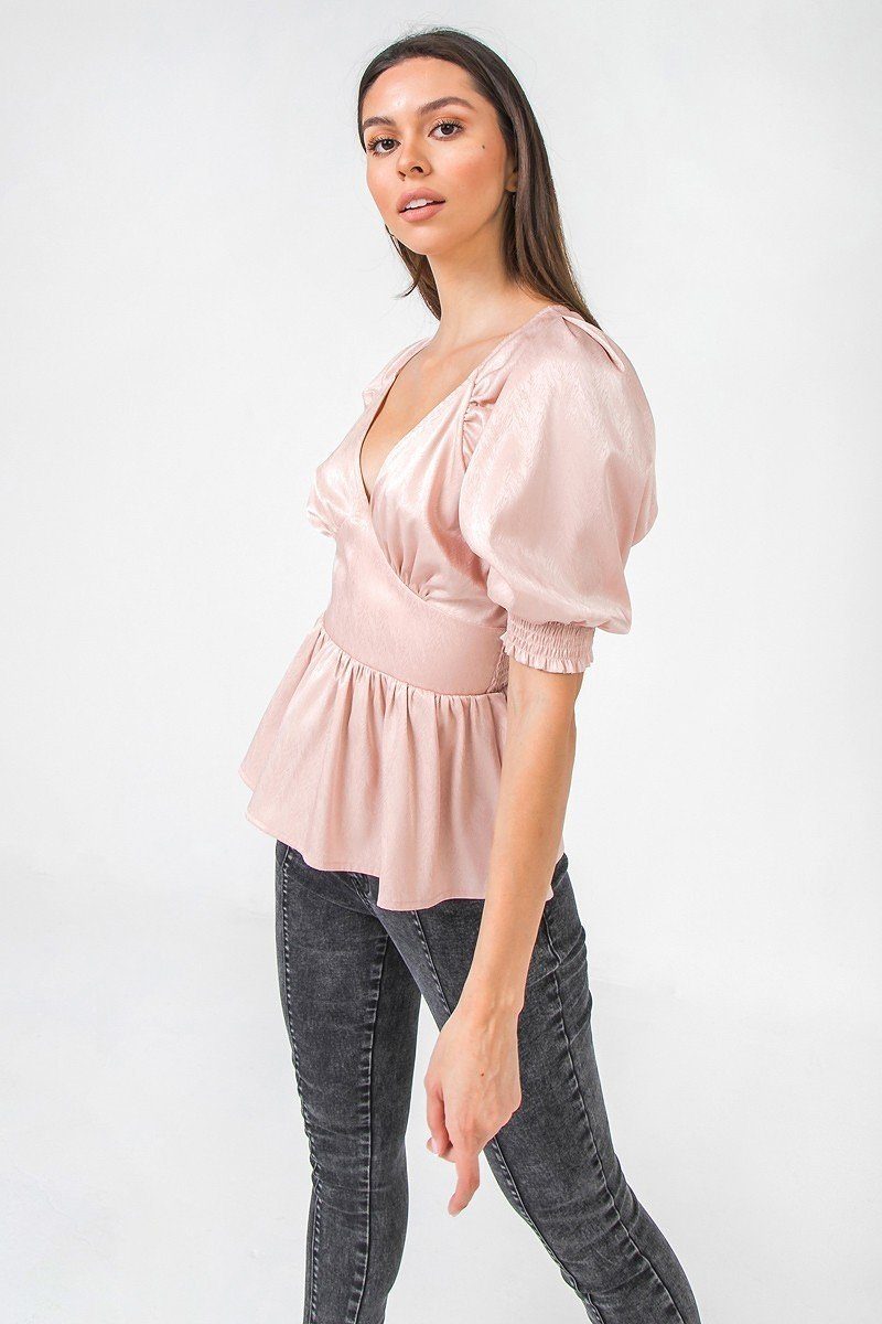 Fashionista Blush Solid Sateen Top