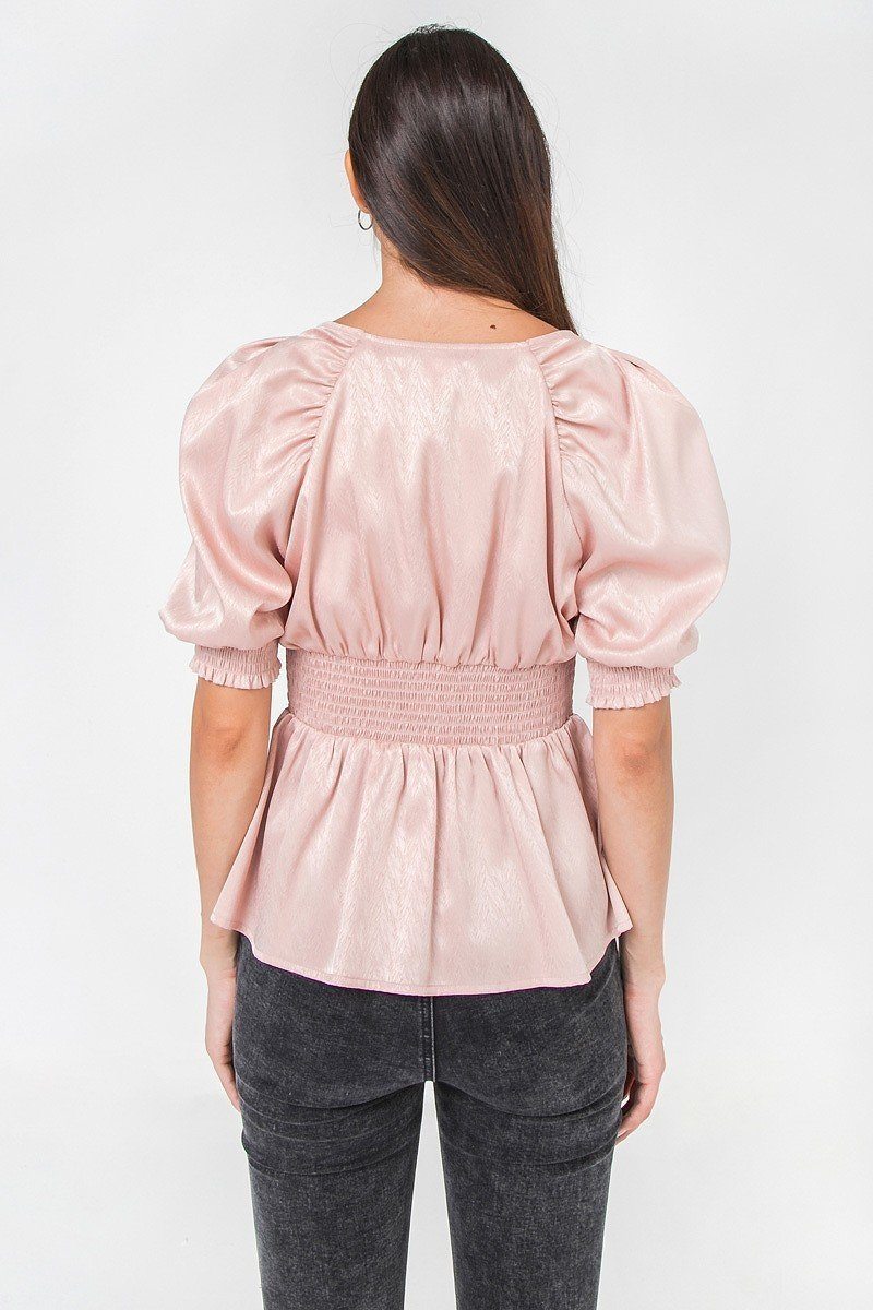 Fashionista Blush Solid Sateen Top