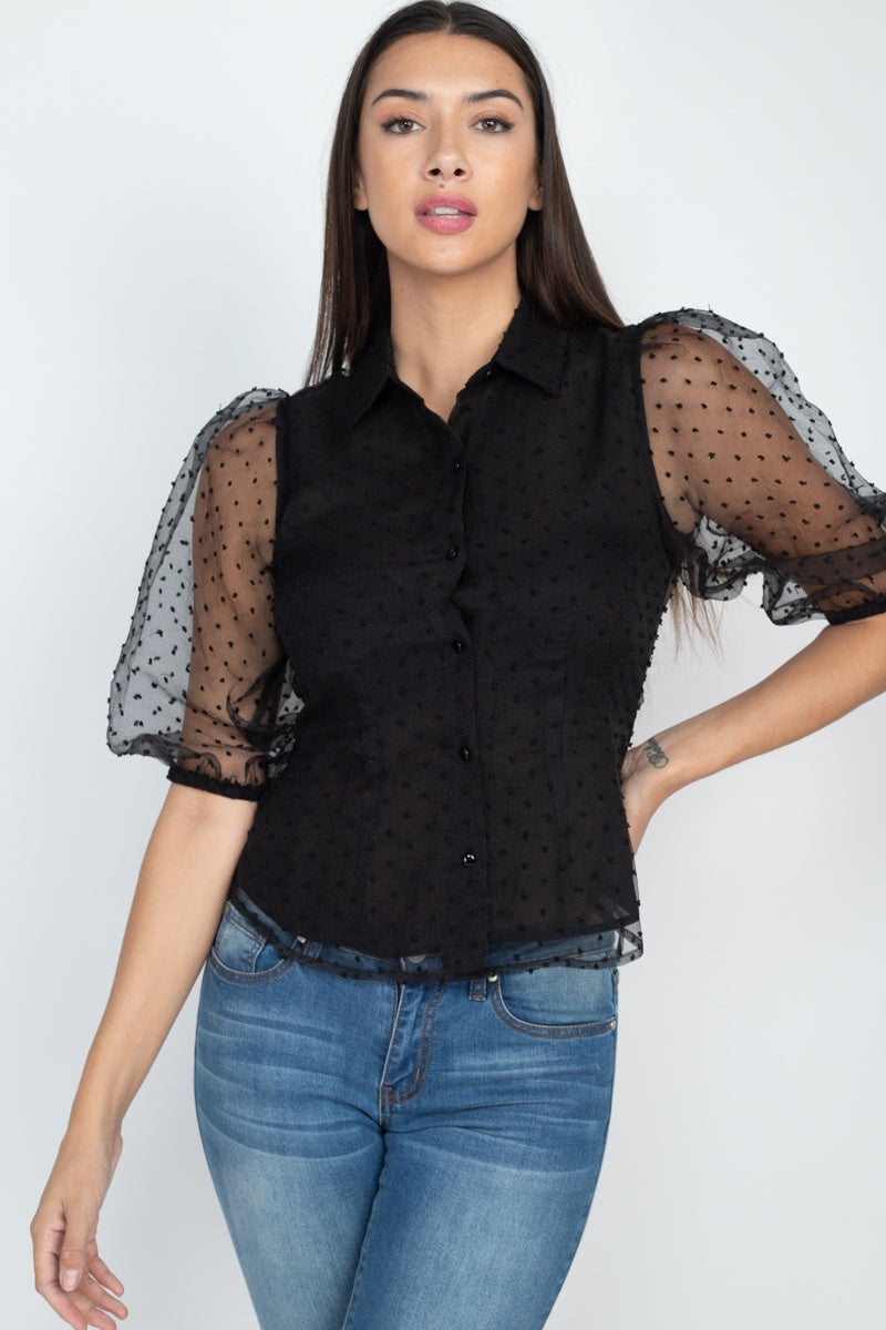 Fashionista Contrast Dot Print Top